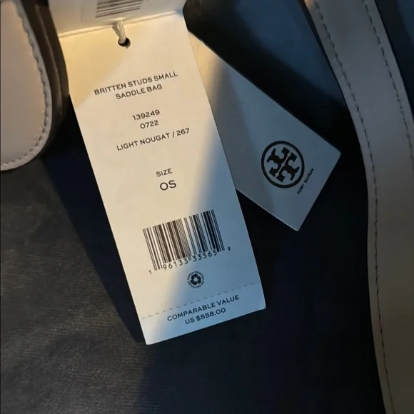 Tory Burch Cream Britten Studs Small Saddle Bag - Picture 2 of 8